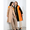 Vêtements à la mode Mesdames Collision Couleur Long manteau